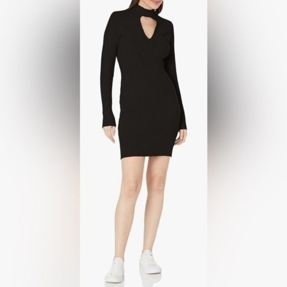 Women's Long Sleeve Mock Neck Rib Tatia Dress /key hole - Picture 1 of 8